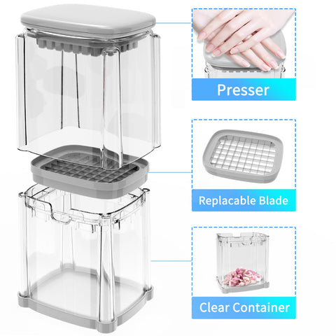 CrazyQueen 4 interchangeable blades enable versatile cubes, wedges, and slices for recipes.