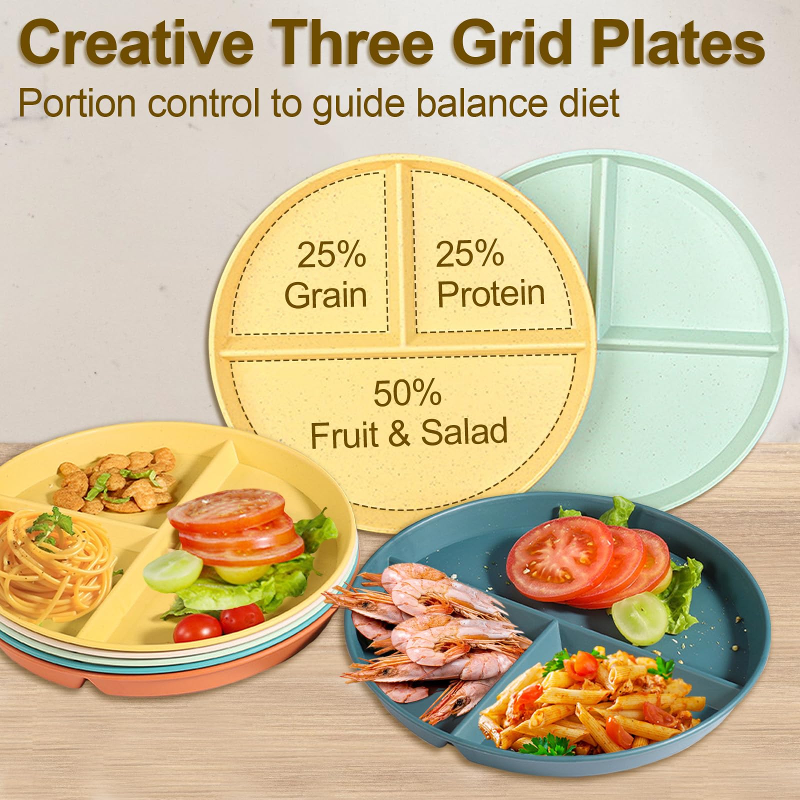 CrazyTerra divided plate orange, 9 inch sturdy divider for kids meals and balance