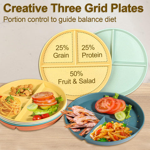 CrazyTerra divided plate orange, 9 inch sturdy divider for kids meals and balance