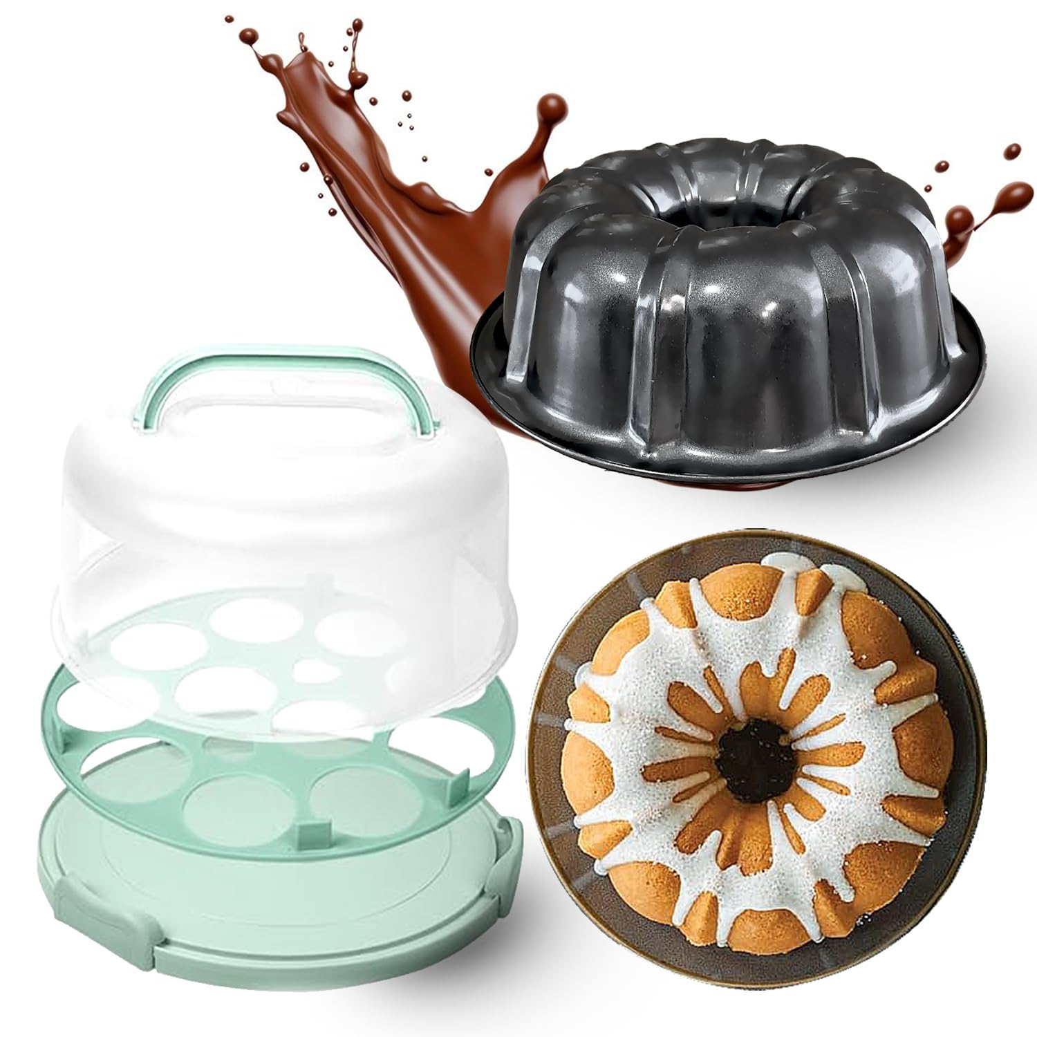 CREACAKE 10 inch fluted cake pan with nonstick coating for easy release