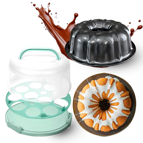 CREACAKE 10 inch fluted cake pan with nonstick coating for easy release