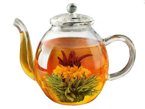 Creano glass teapot dimensions highlighting compact 17oz capacity.