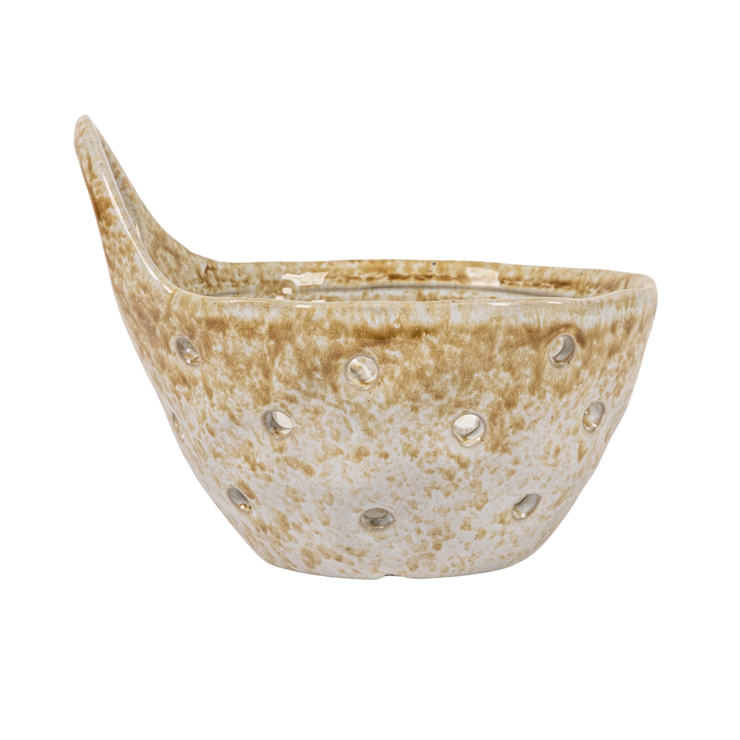 Creative Co-Op pair of beige colanders on display