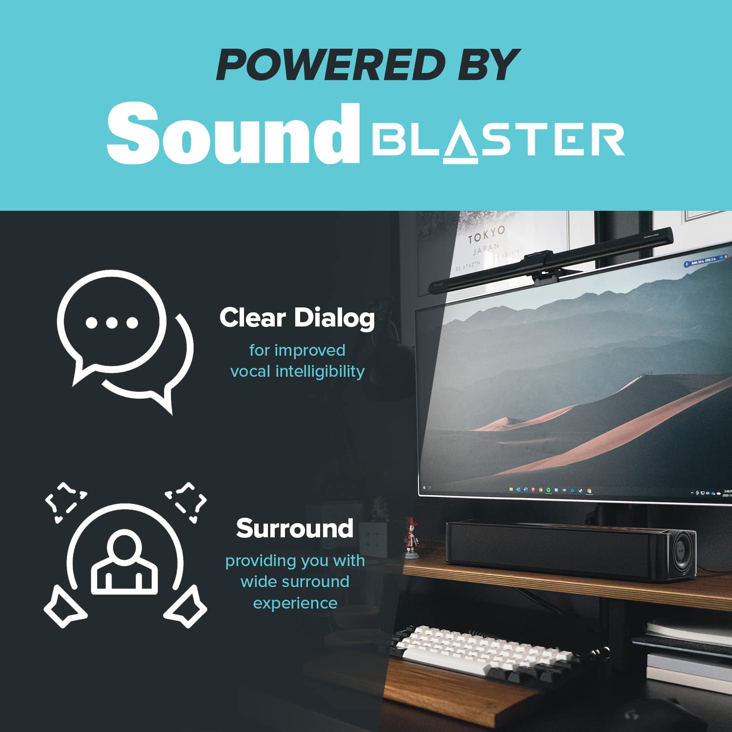 Creative Stage SE 2.0 Bluetooth sound bar front view with reachable controls