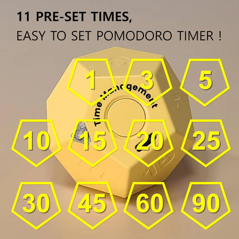 CreaViva Cube Pomodoro timer presets display helps quick setup.