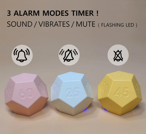 CreaViva Cube Timer in rose pink, USB-C recharge, long-lasting power for focus.