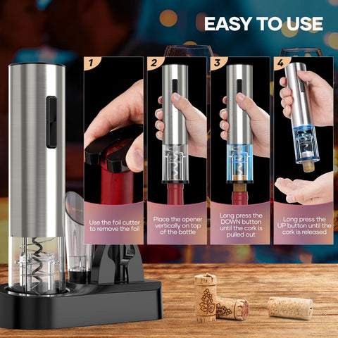 Crenova wine opener-in-use-celebration captures festive gifting potential.