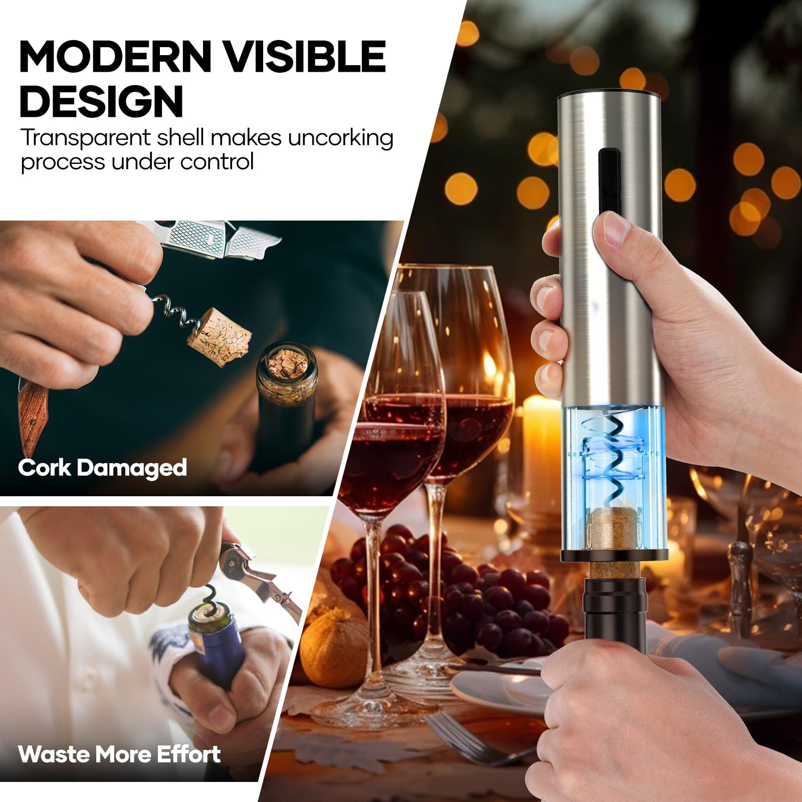 Crenova wine opener vacuum-stopper-seal preserves freshness after opening.