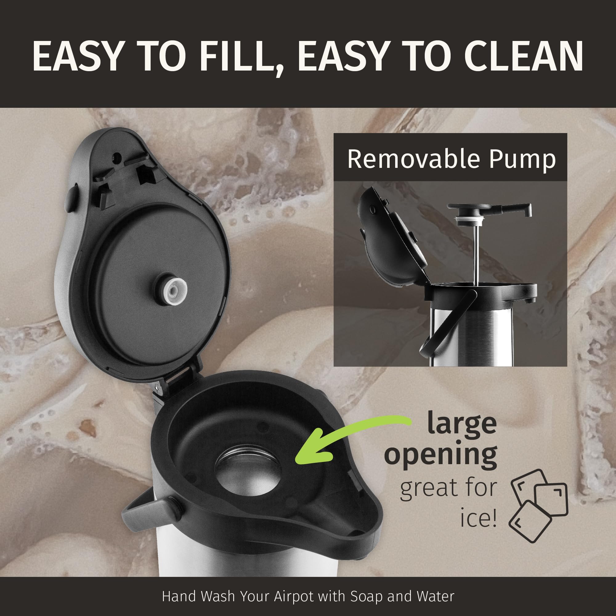 Cresimo easy-clean lid opening supports fast maintenance.