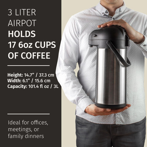 Cresimo stainless steel carafe top view highlights rugged durability.