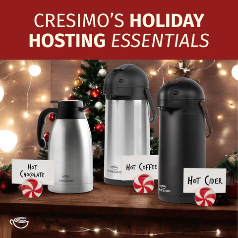 Cresimo insulated stainless steel carafe keeps beverages hot or cold