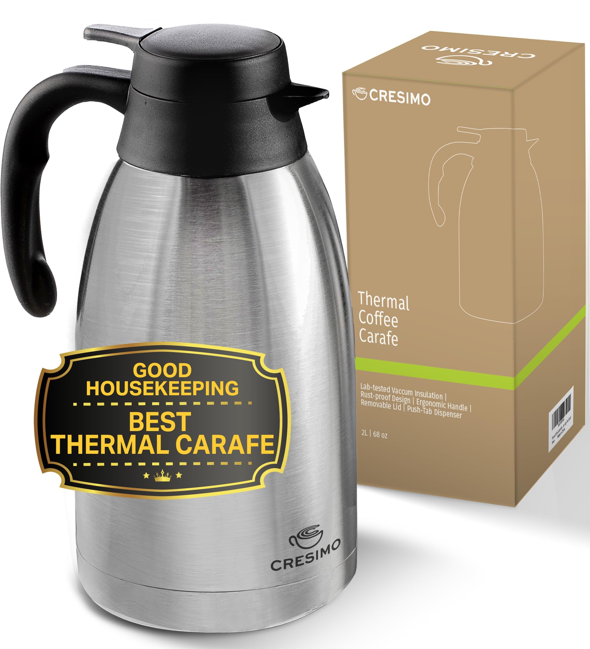 Cresimo thermal carafe with open-mouth design for easy filling and cleaning
