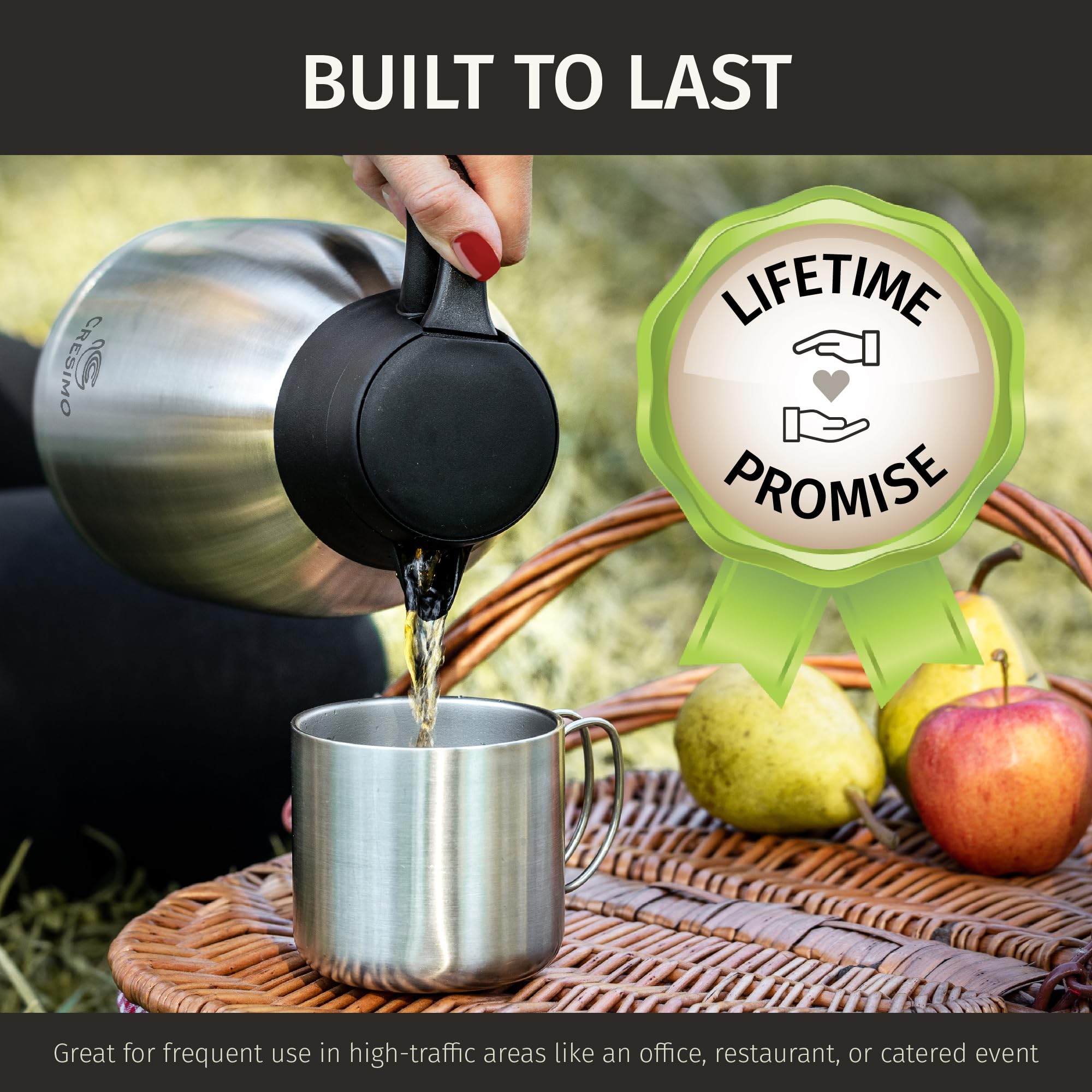 Cresimo carafe on party table ideal for cafes and tailgates