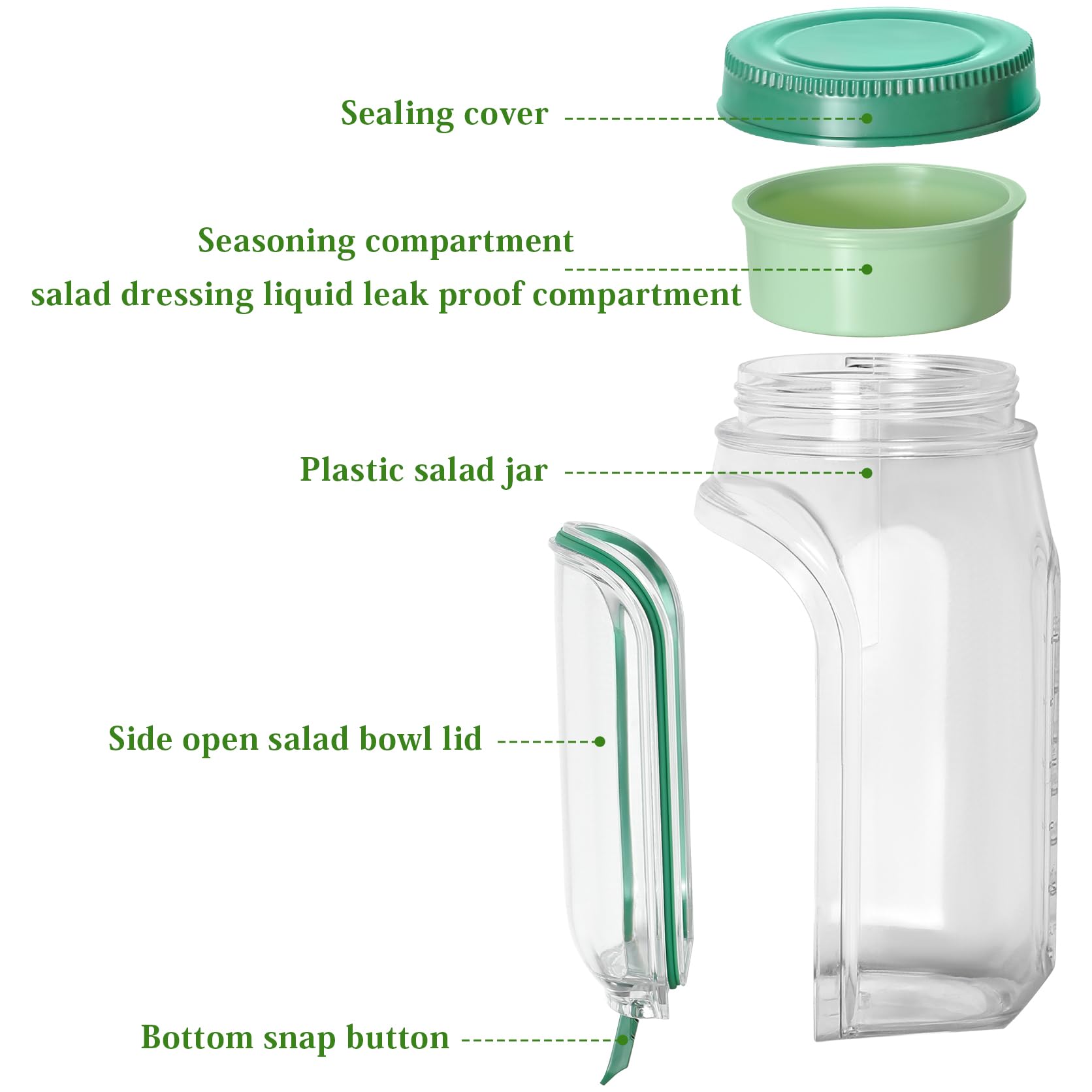 Criamolo salad container with separate compartments keeps ingredients fresh