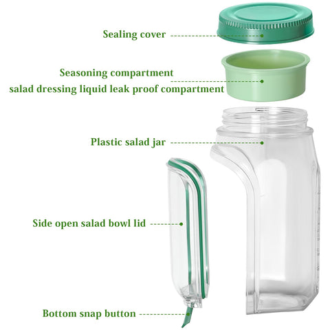 Criamolo salad container with separate compartments keeps ingredients fresh