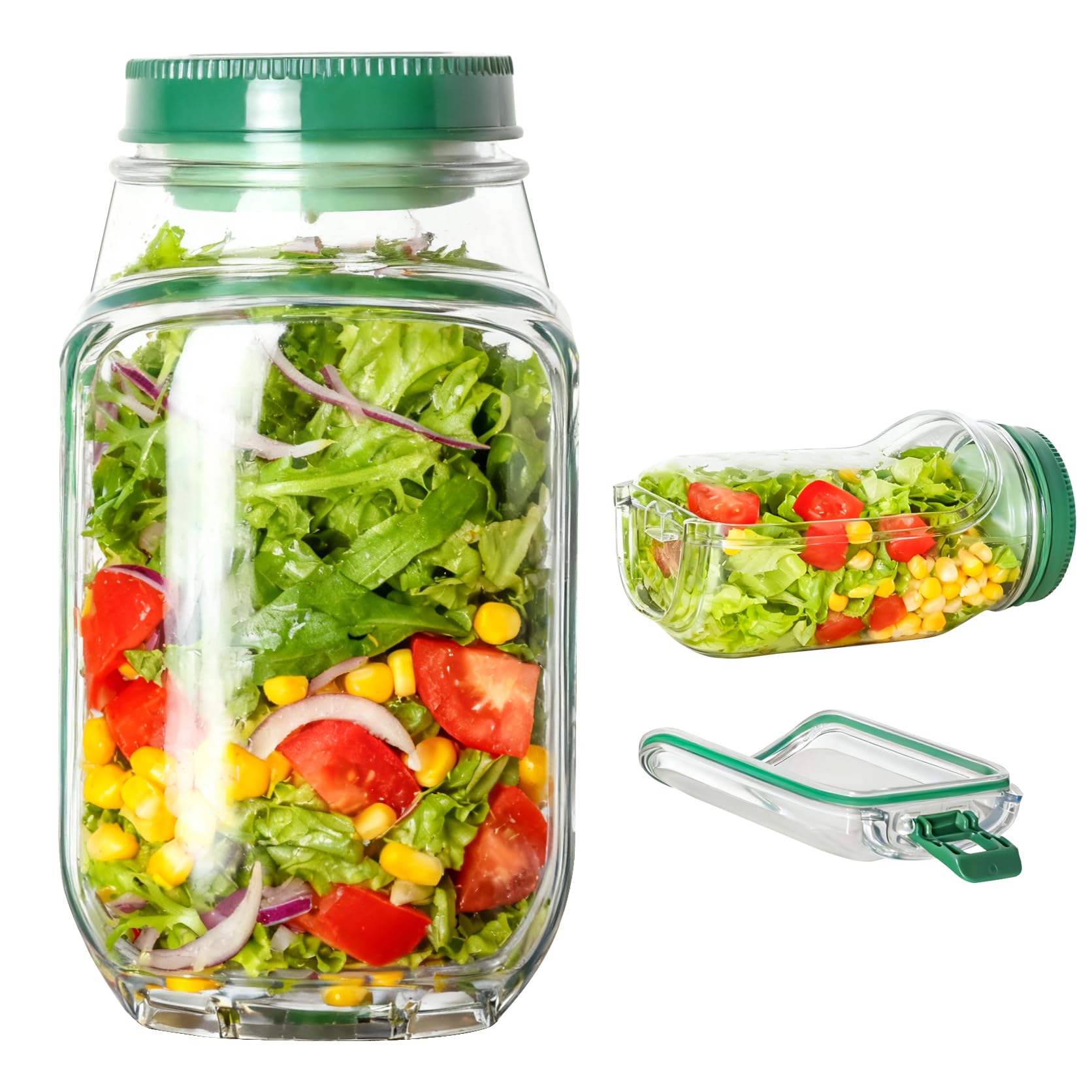Criamolo salad container with side opening for quick lunch access