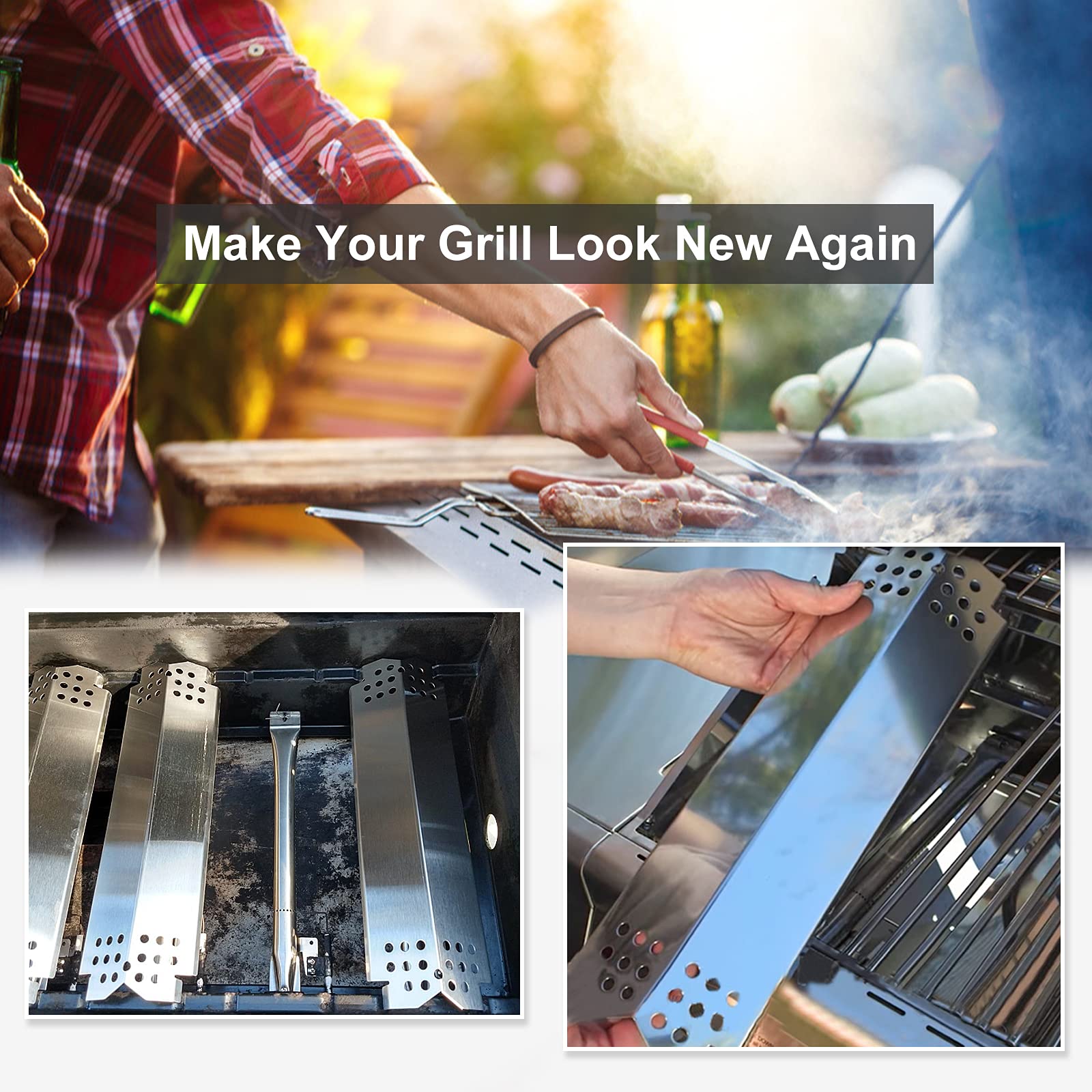 Criditpid heat plate assembly shown for four-burner grills