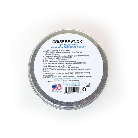 Crisbee Puck rubbed onto skillet to renew seasoning.