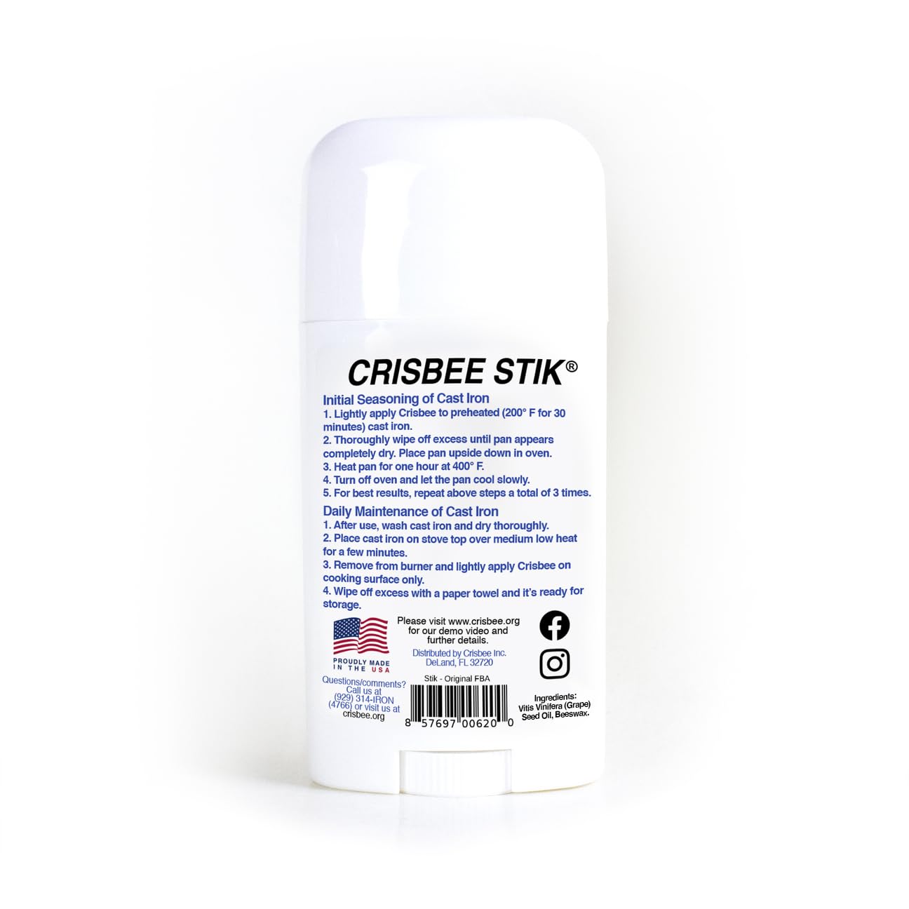 Crisbee Stik application on cast iron shows even coating for better nonstick.