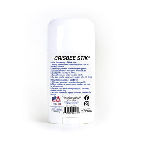 Crisbee Stik application on cast iron shows even coating for better nonstick.