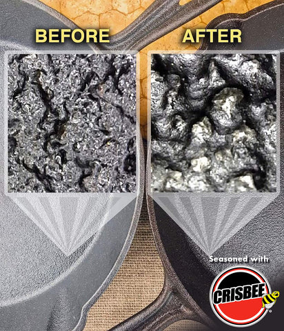 Crisbee Stik beeswax detail highlights protective seasoning layer.