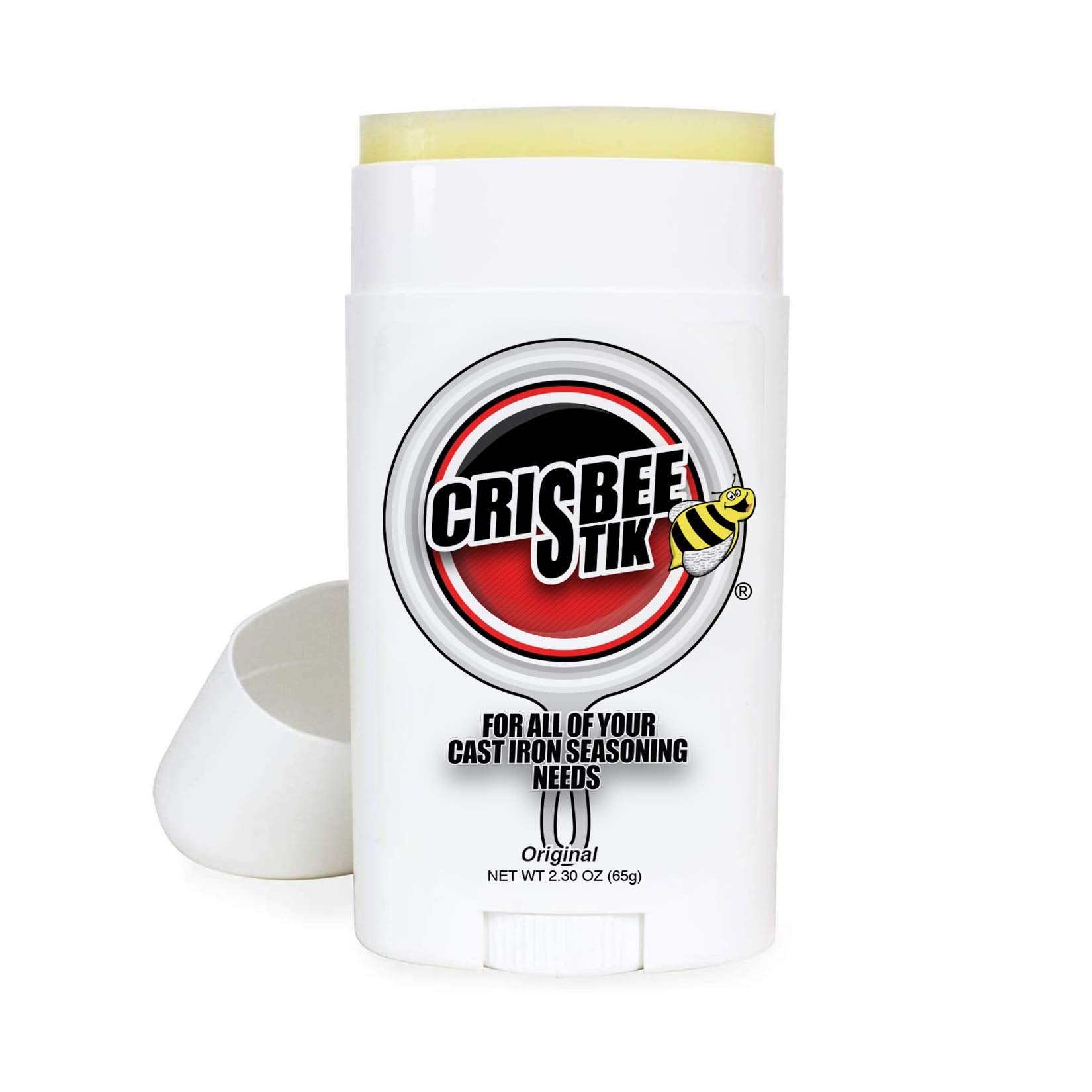 Crisbee Stik bottle pour demonstrates easy oil application for seasoning cast iron.