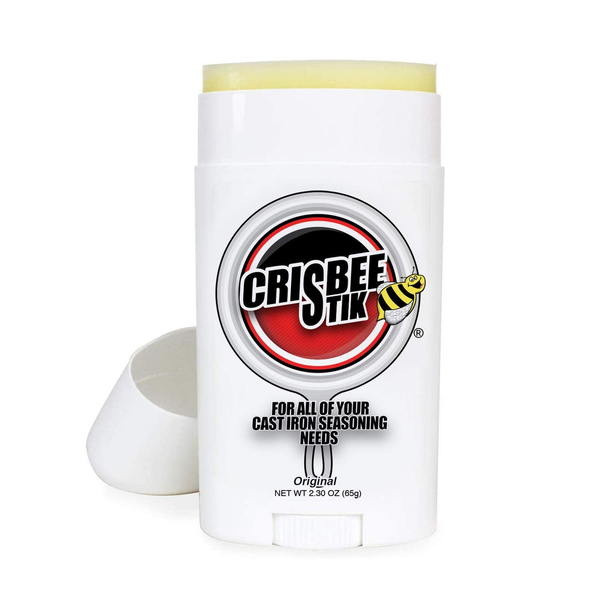 Crisbee Stik bottle pour demonstrates easy oil application for seasoning cast iron.