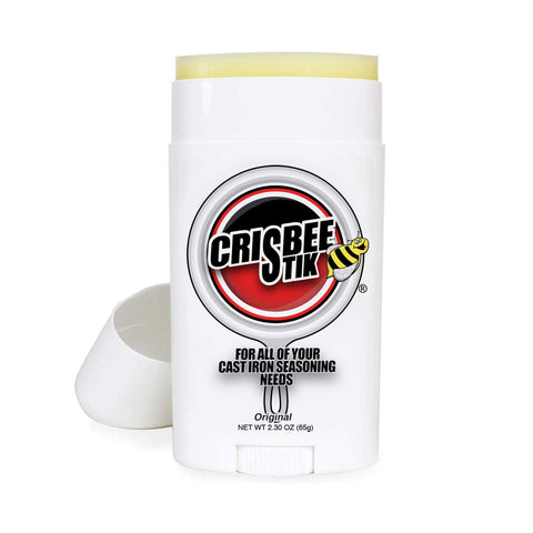 Crisbee Stik bottle pour demonstrates easy oil application for seasoning cast iron.