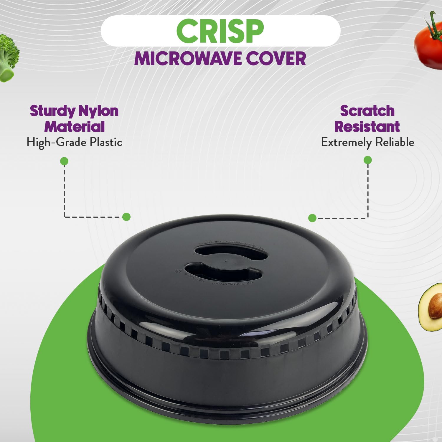 Crisp heat-resistant microwave cover ready for repeated reheating use.