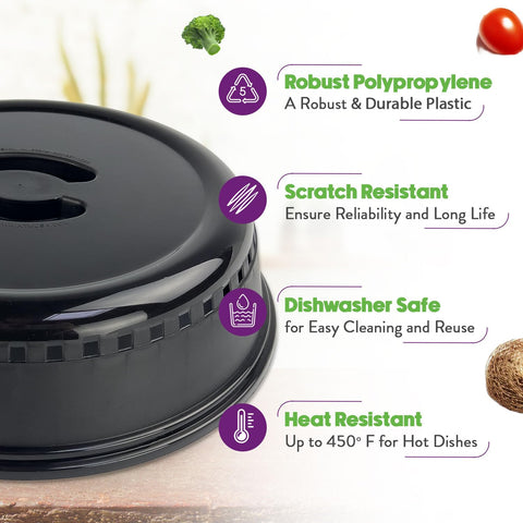 Crisp vented lid for microwave splatter cover promoting safe steam release.