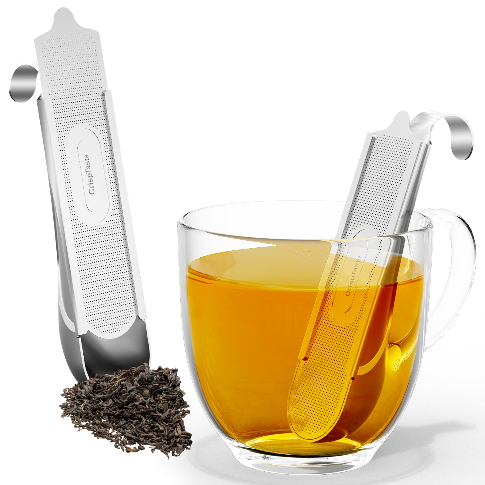 CrispTaste cup-friendly tea diffuser prevents loose leaves escaping while brewing