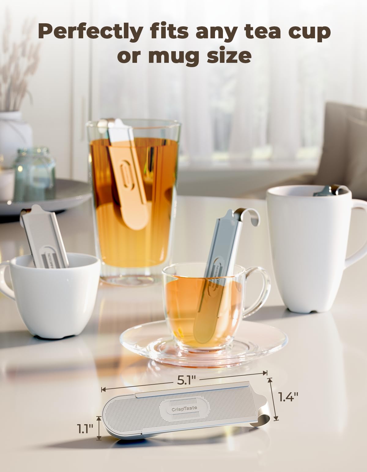 CrispTaste detachable mesh infuser for thorough cleaning and maintenance-free use