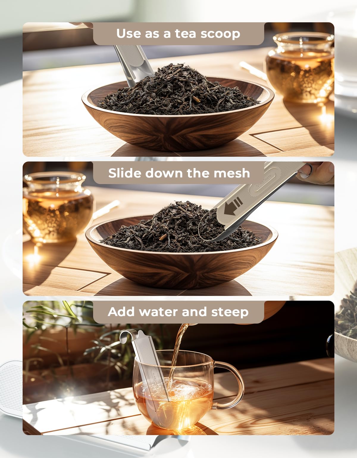 CrispTaste fine mesh tea strainer with ultra-fine holes for cleaner brew and less sediment