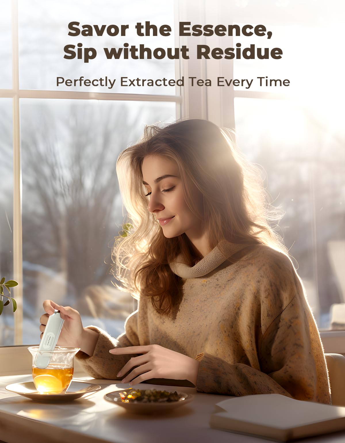CrispTaste tea filter with handle fits most cups securely