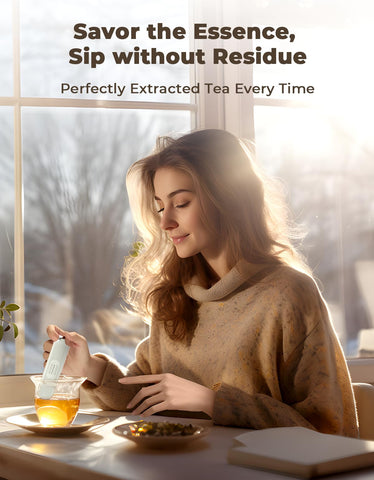 CrispTaste tea filter with handle fits most cups securely