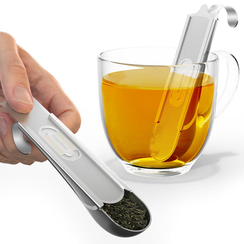CrispTaste tea infuser scoop 2-in-1 for easy one-handed use and precise brewing
