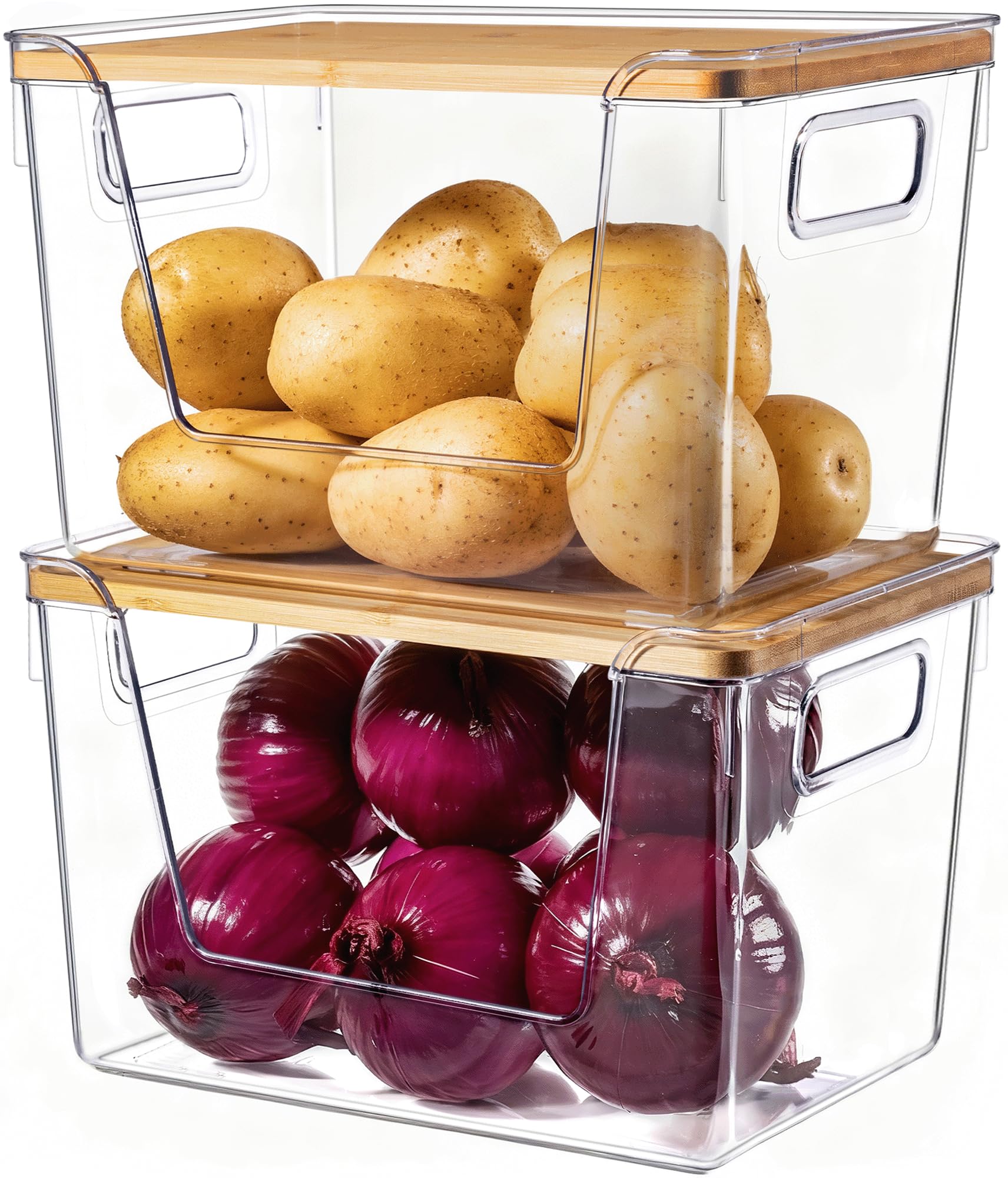 Criusia pantry organizer with bamboo lid offers clear visibility for easy ingredient check