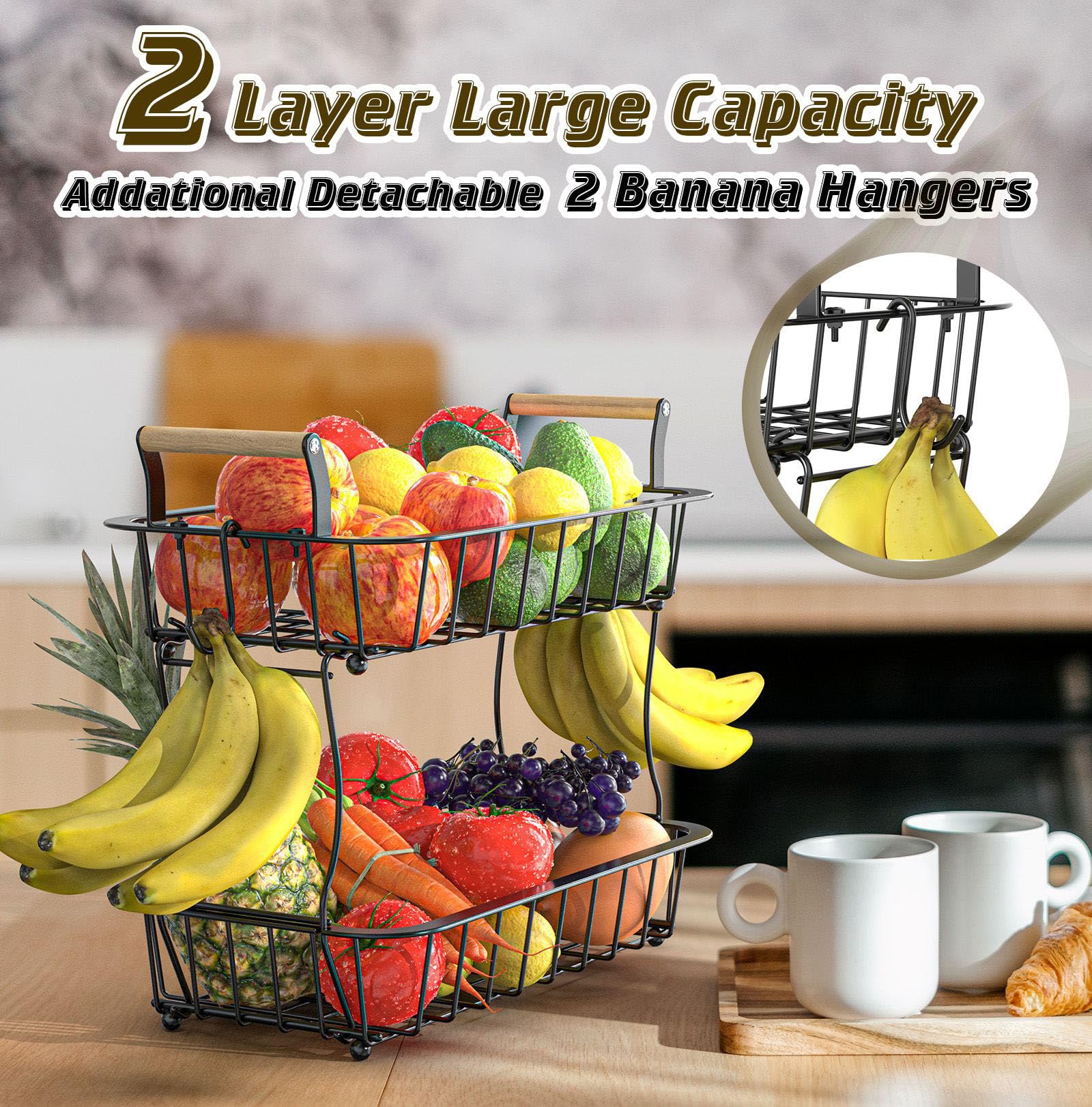 Crixny removable banana hangers protect bananas from bruising and expand capacity.