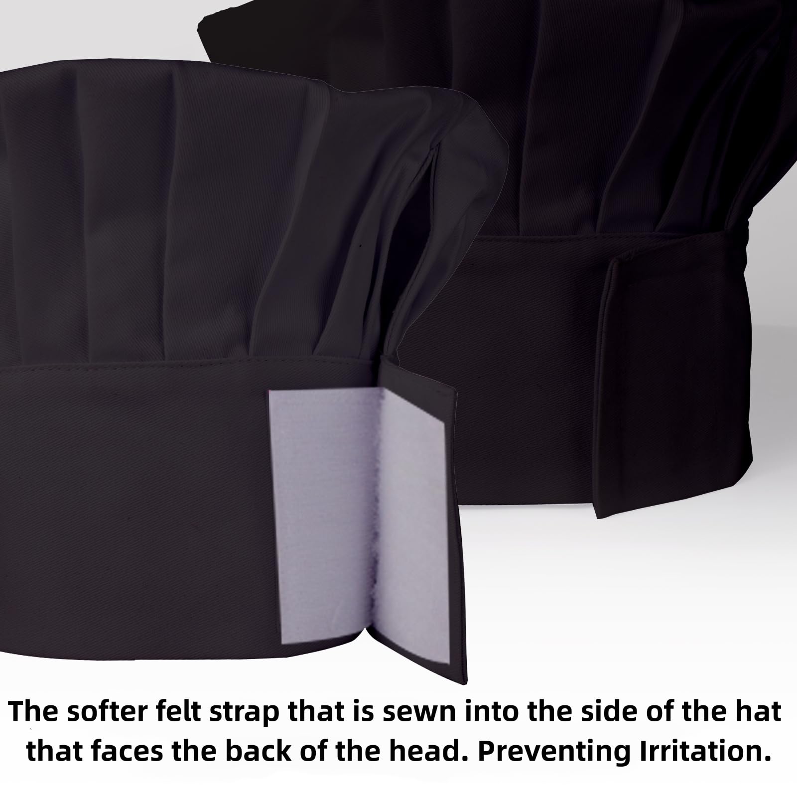 CRJHNS adjustable chef hat with hook and loop tape for a secure, comfortable fit