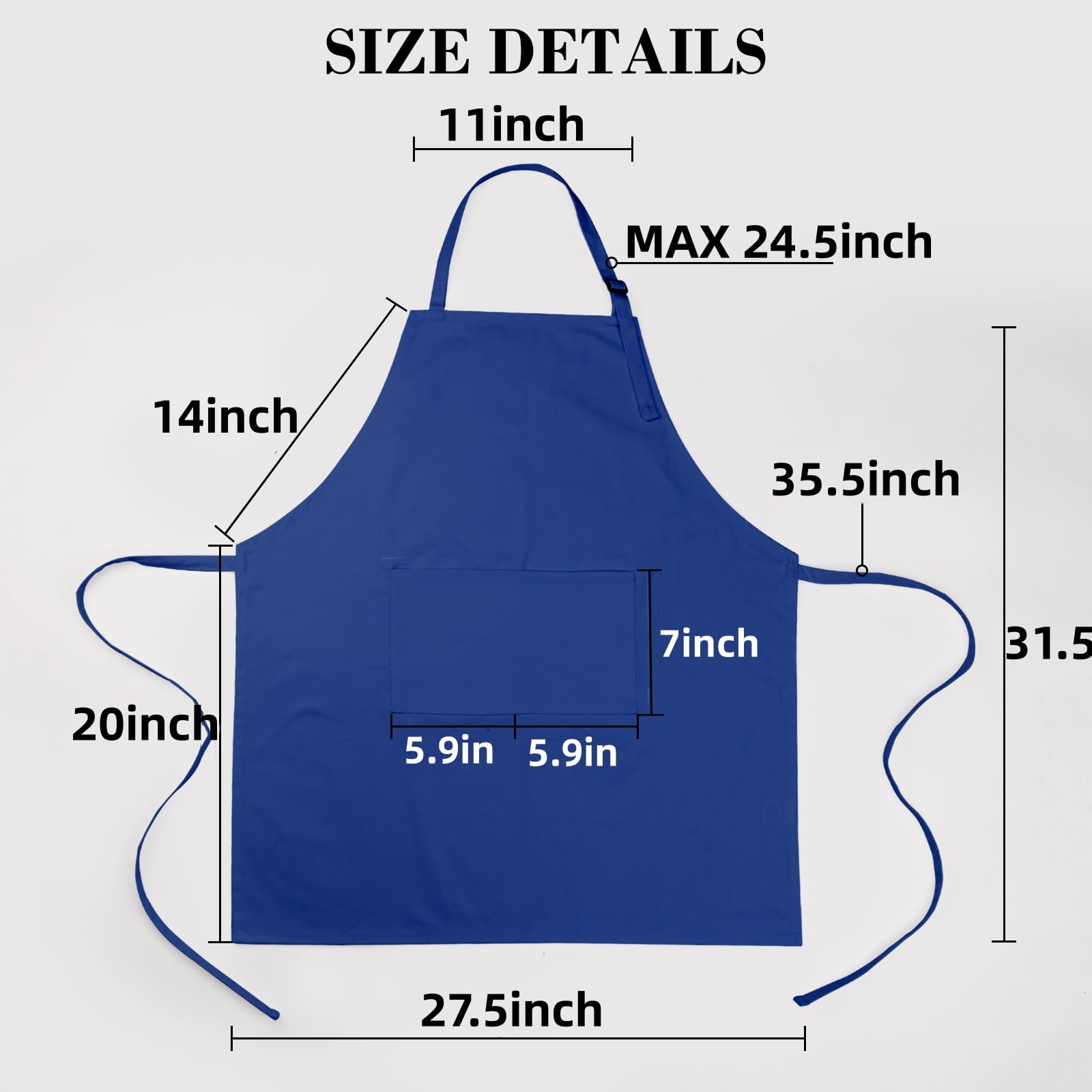 CRJHNS chef apron blue adjustable length buckle for coverage