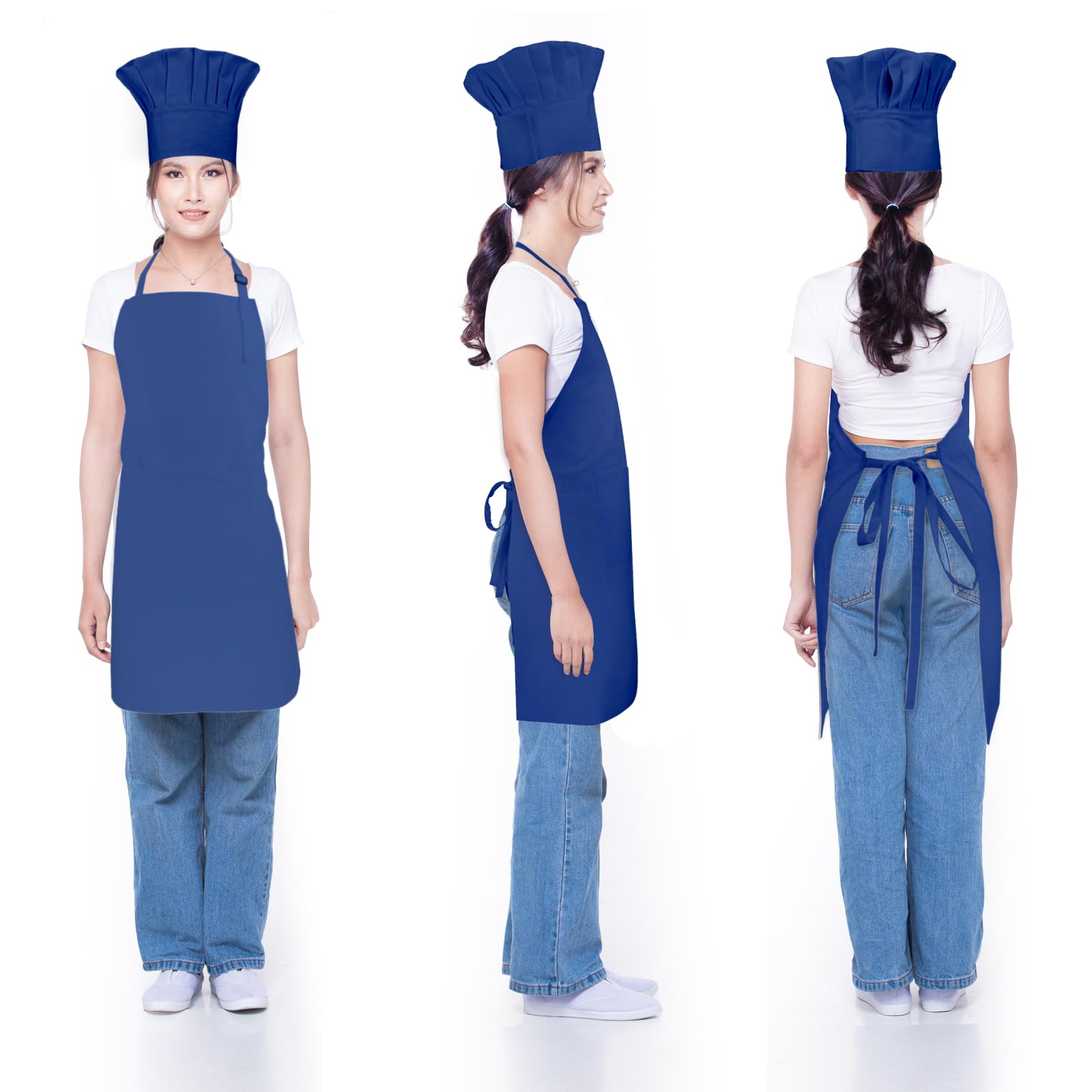 CRJHNS chef apron blue two pockets closeup for organizing tools