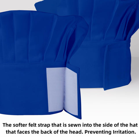 CRJHNS chef hat blue top view showing adjustable fit