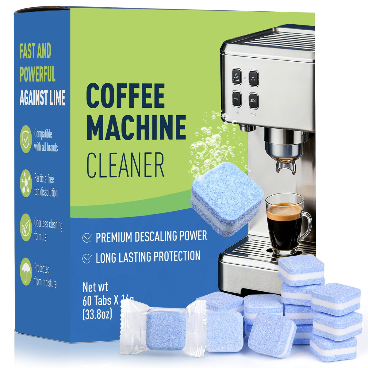 Crobirware coffee cleaner tablets 60-pack for home use, bulk descaling