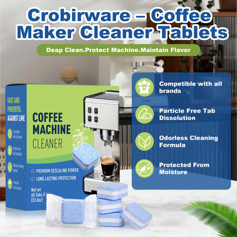 Crobirware tablet dissolving in water reservoir for easy descaling