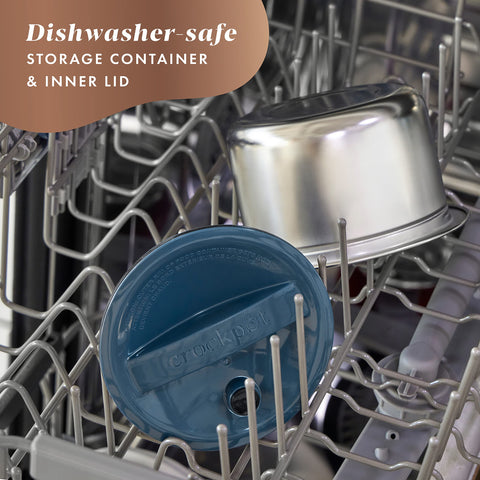 Crock-Pot dishwasher-safe inner container and lid simplify cleanup.