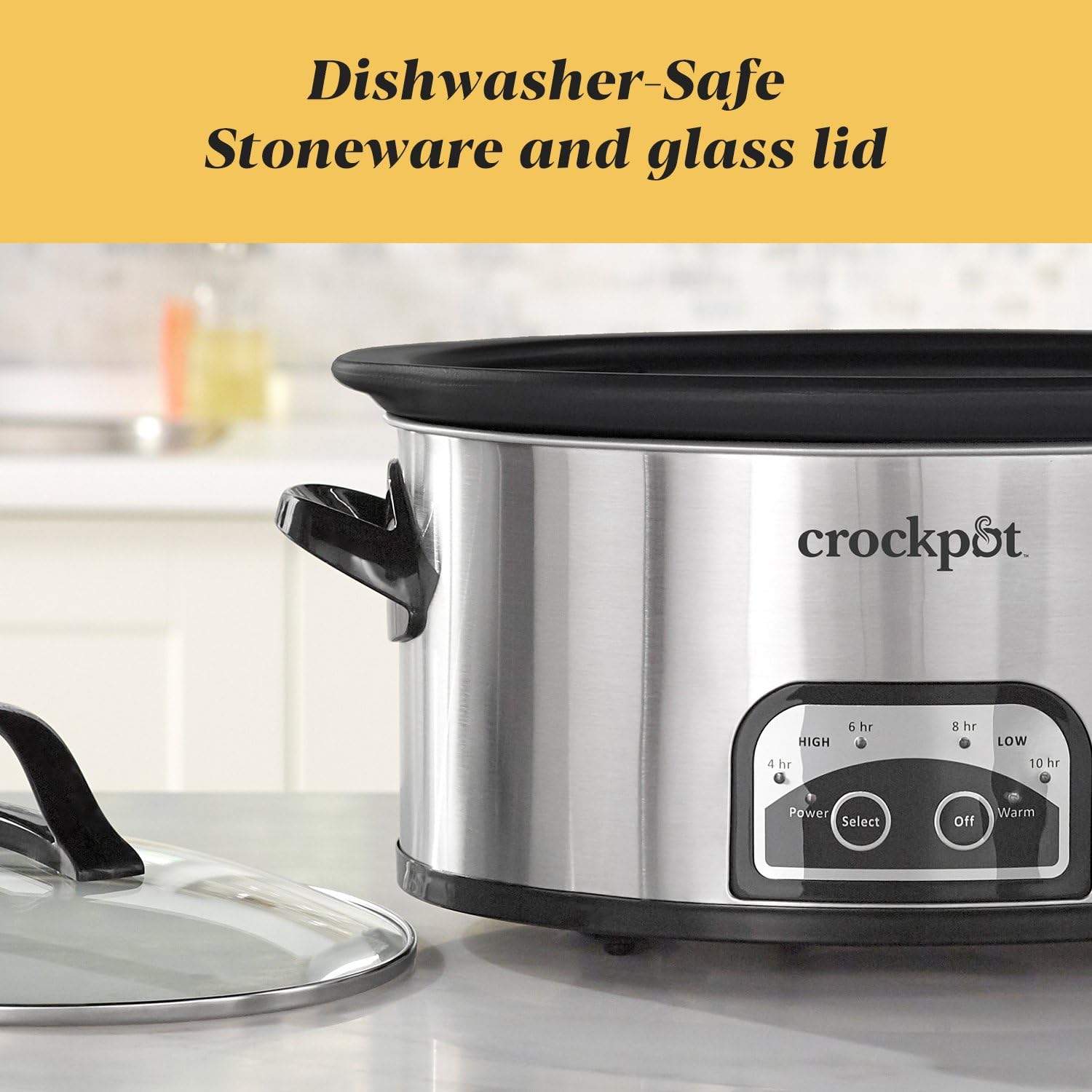 Crock-Pot dishwasher-safe glass lid for easy cleaning and visibility