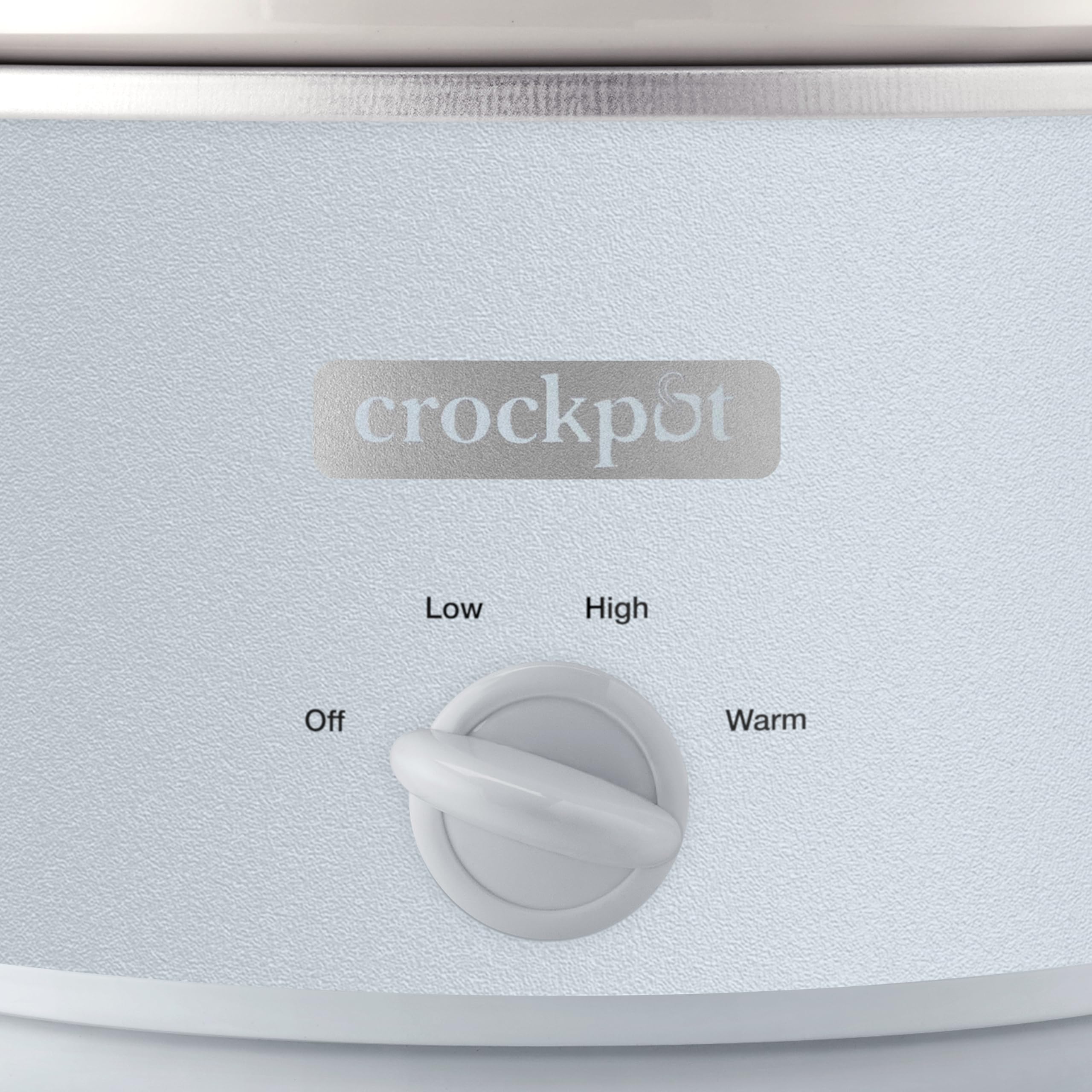 Crock-Pot Macaroon Blue lid on view emphasizes airtight lid and warm function practicality