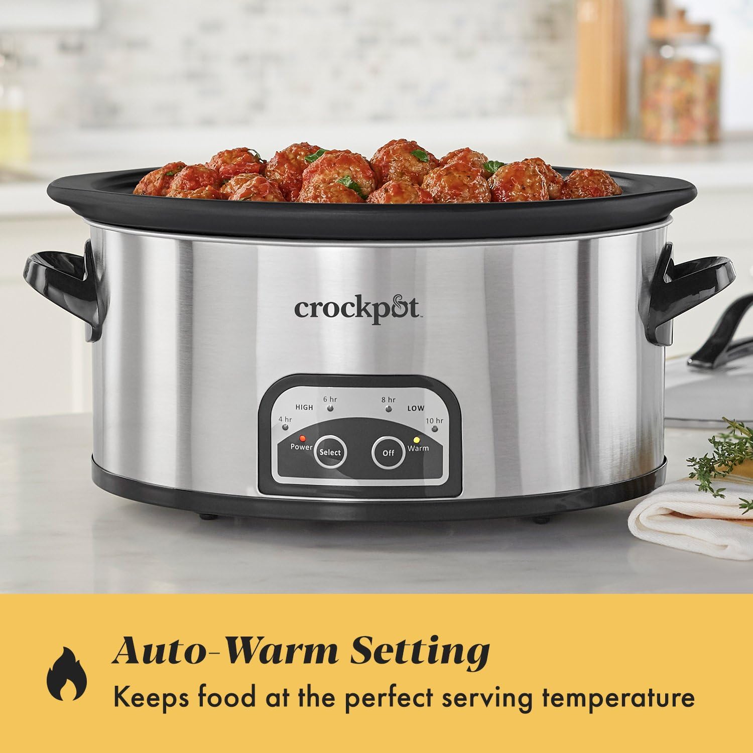 Crock-Pot nonstick ceramic pot for quicker hand cleanup after cooking