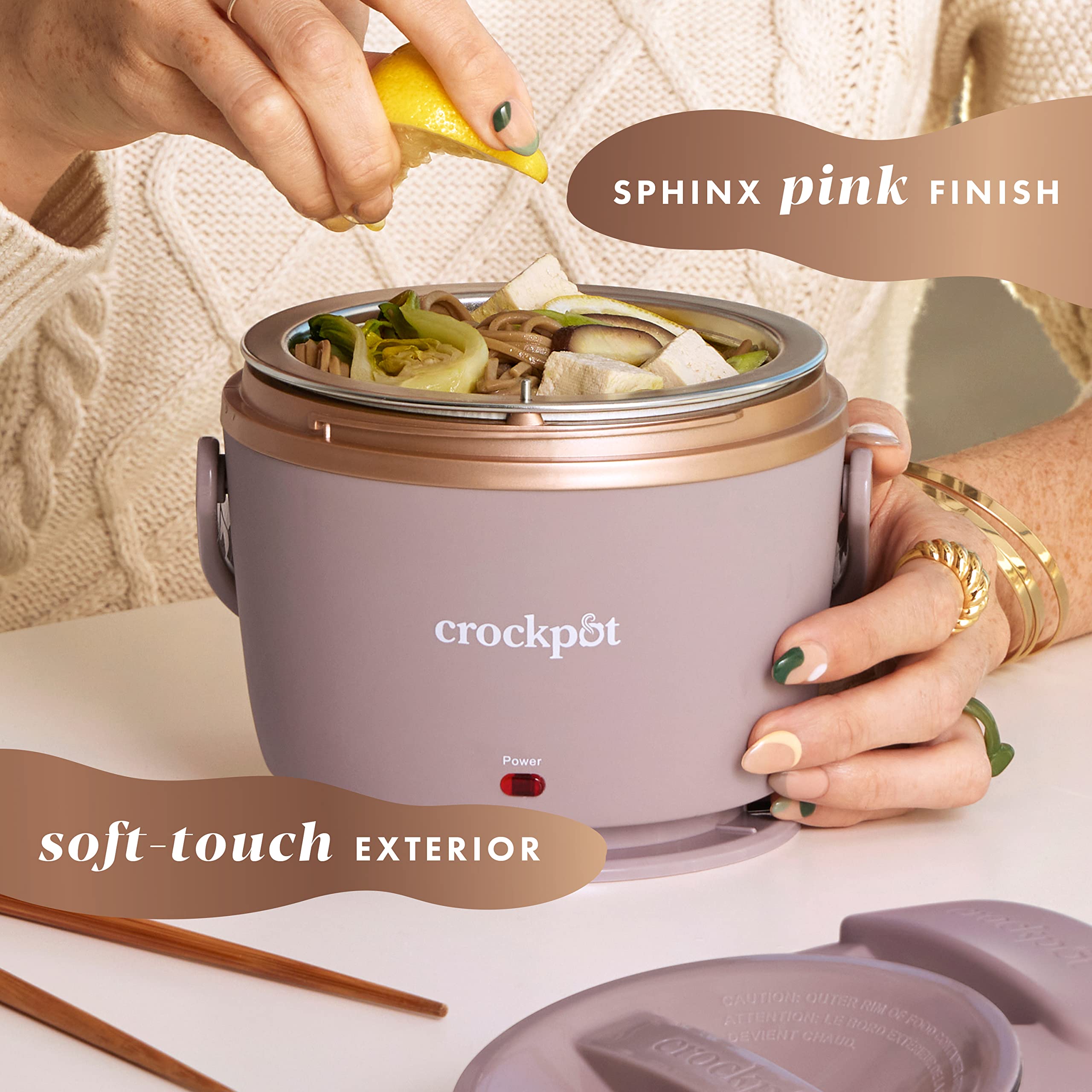 Crock-Pot soft-touch exterior with matte rubberized finish for grip.