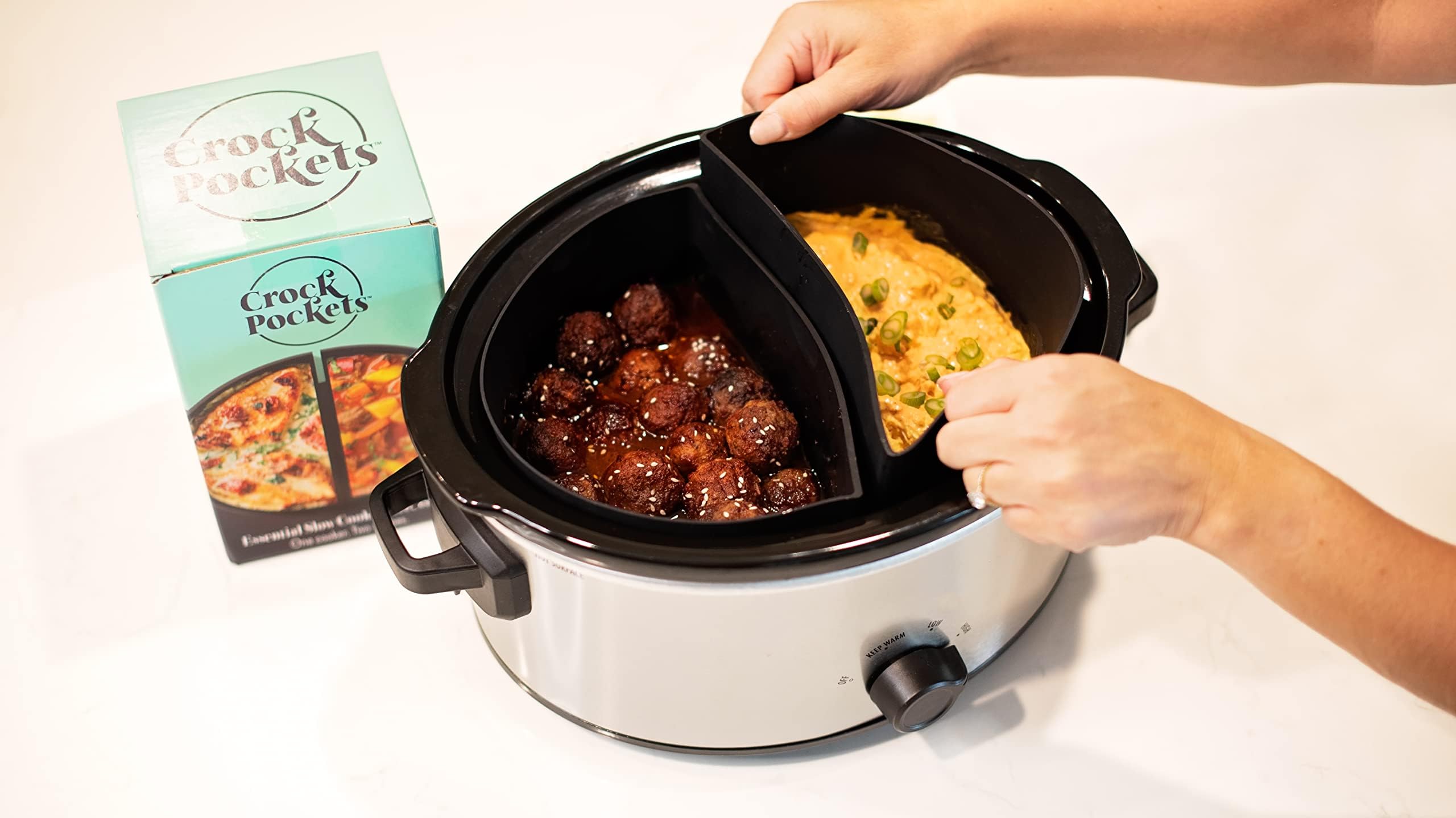 CrockPockets removable pocket after cooking for serving separate portions